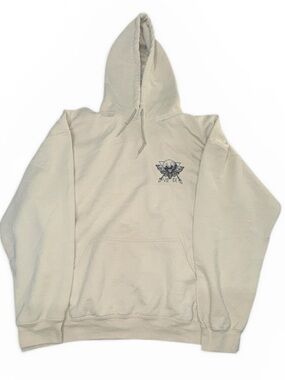 Men’s Cream Graphic Hoodie Skull Design XL Streetwear Pullover